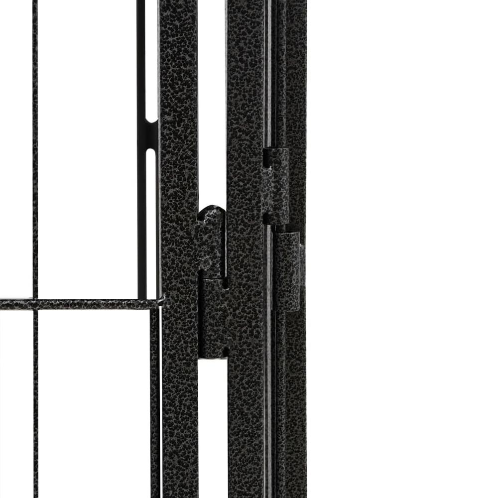 16-Panel Dog Playpen Black 19.7"x39.4" Powder-coated Steel, Goodies N Stuff