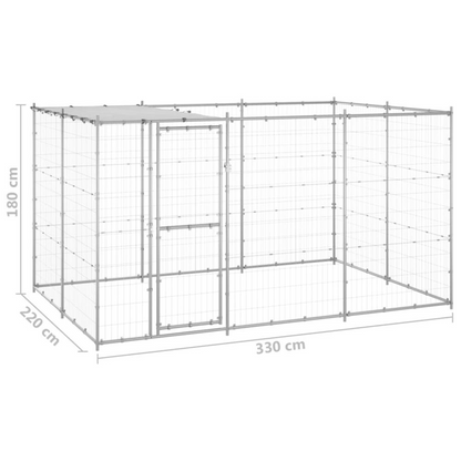 Outdoor Dog Kennel Galvanized Steel with Roof 78.1 ft² - Durable and Spacious, Goodies N Stuff