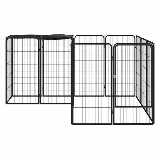 14-Panel Dog Playpen Black 19.7"x39.4" Powder-coated Steel - Sturdy, Durable, and Secure, Goodies N Stuff