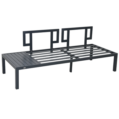 Outdoor 3-piece Aluminum Alloy Sectional Sofa Set with End Table and Coffee Table,Black Frame+Gray Cushion, Goodies N Stuff