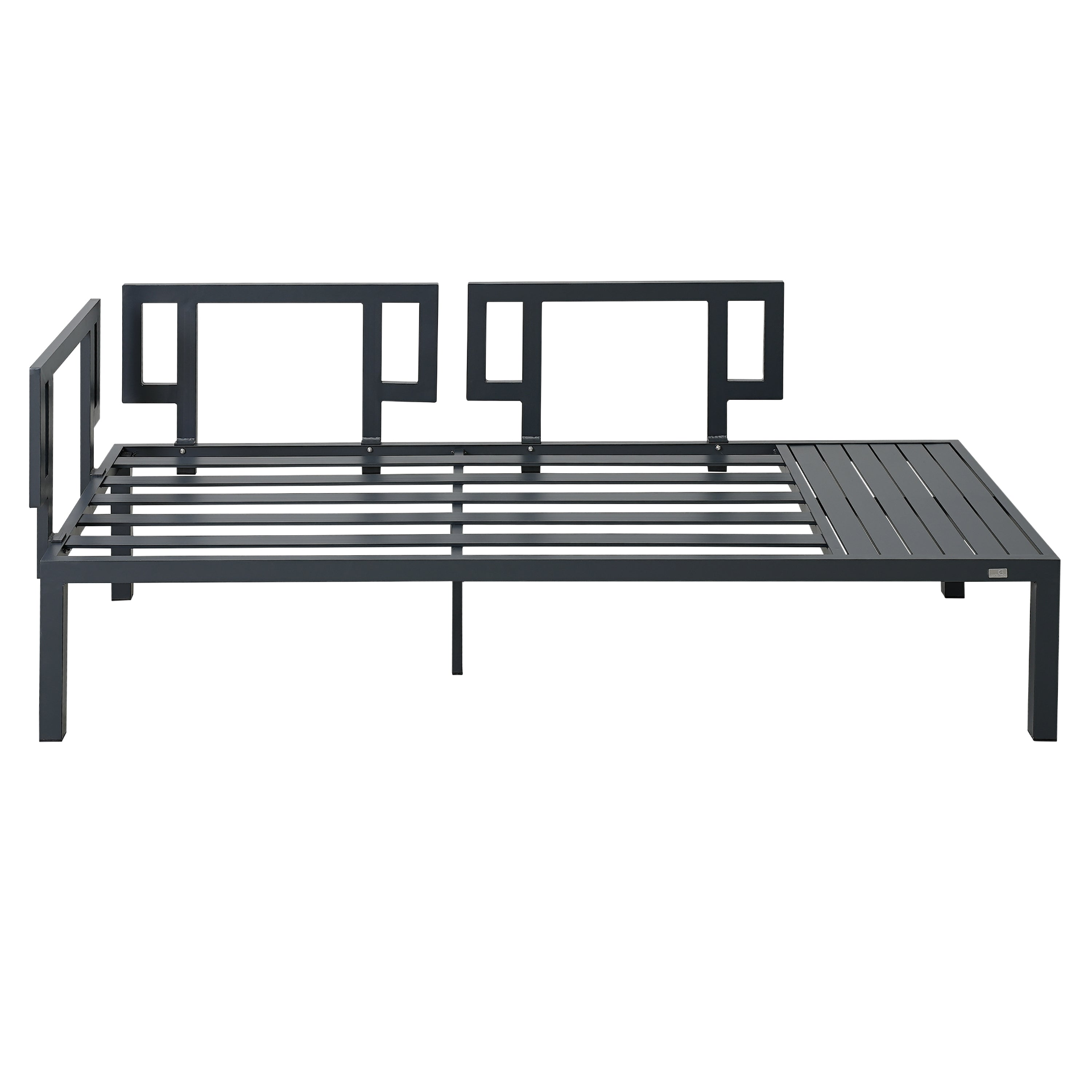 Outdoor 3-piece Aluminum Alloy Sectional Sofa Set with End Table and Coffee Table,Black Frame+Gray Cushion, Goodies N Stuff