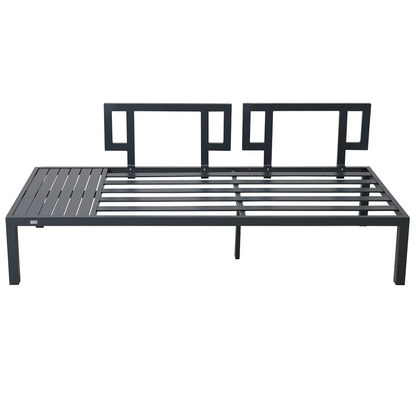 Outdoor 3-piece Aluminum Alloy Sectional Sofa Set with End Table and Coffee Table,Black Frame+Gray Cushion, Goodies N Stuff