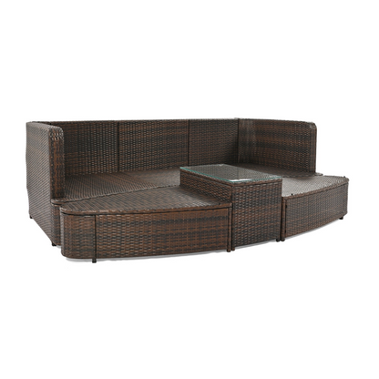 6-Piece Patio Outdoor Conversation Round Sofa Set, Brown - High-quality Materials, Creative Design, Comfortable Experience, Goodies N Stuff