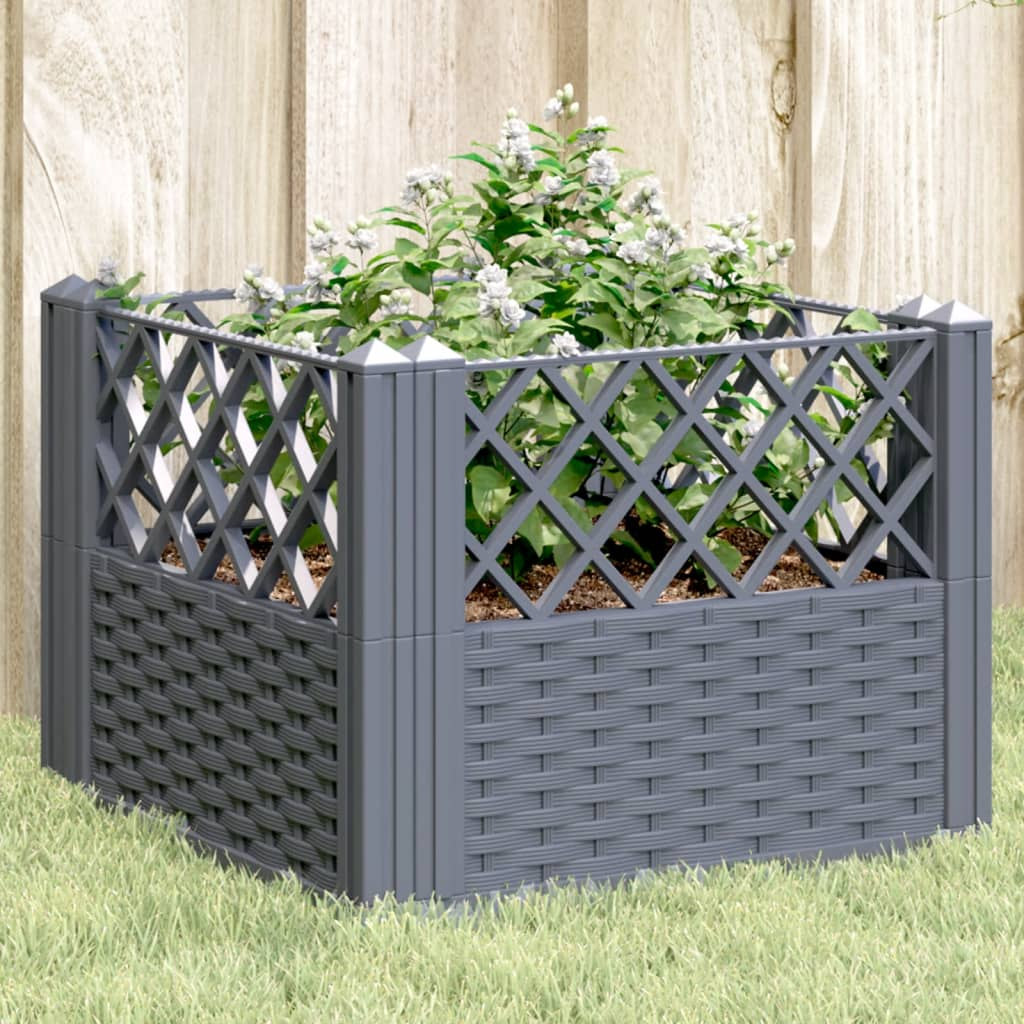 vidaXL Garden Planter with Pegs Gray 17.1"x17.1"x17.1" PP, Goodies N Stuff