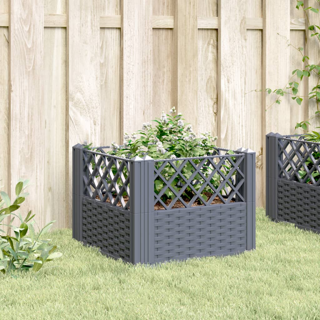 vidaXL Garden Planter with Pegs Gray 17.1"x17.1"x17.1" PP, Goodies N Stuff