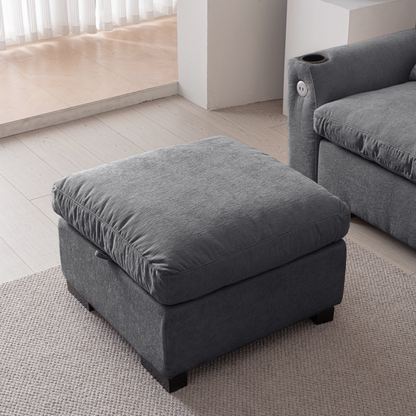 114.5"Modern Modular L Shaped Chenille Sofa Couch Reversible Ottoman With Storage Removable and Washable Cushions Sofa With USB Ports & Cup Holder For Living Room