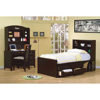 Phoenix Full Bookcase Bed with Underbed Storage Cappuccino