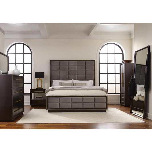 Durango 5-piece California King Panel Bedroom Set Grey and Smoked Peppercorn, Goodies N Stuff
