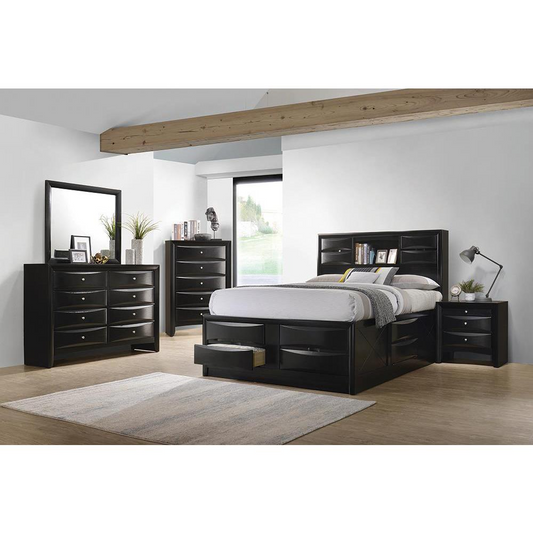 Briana Storage Bedroom Set with Bookcase Headboard Black