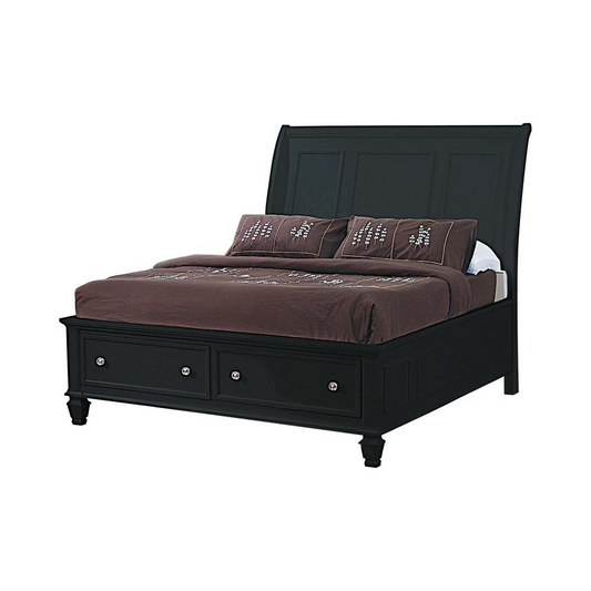 Sandy Beach California King Storage Sleigh Bed Black, Goodies N Stuff