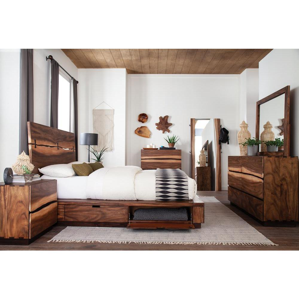 Winslow Storage Queen Bed Smokey Walnut and Coffee Bean, Goodies N Stuff