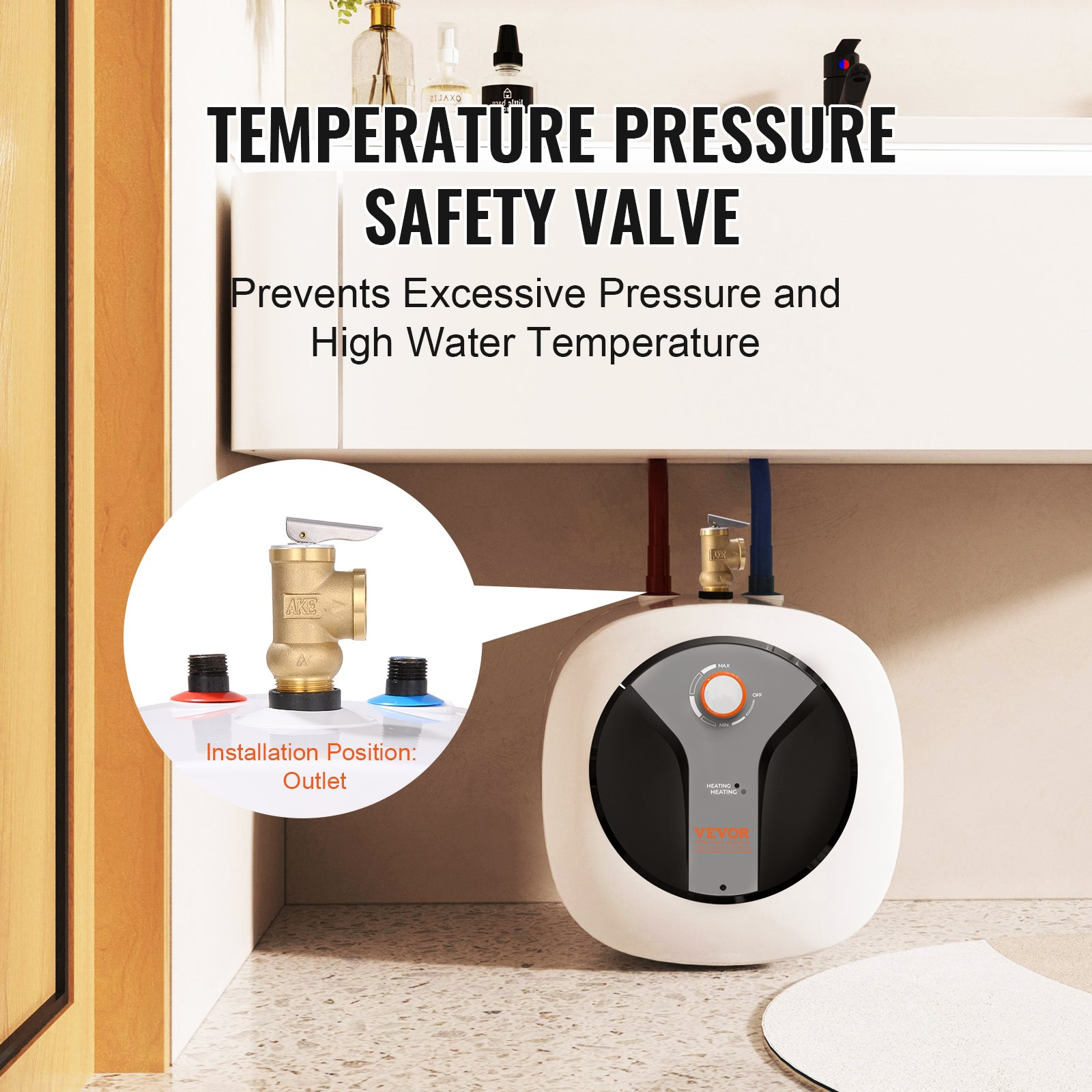 VEVOR Electric Mini-Tank Water Heater 4-Gallon Tank, 1440W Hot Water Boiler Storage, Safety Temperature Pressure Valve Easy Install, for Kichen Bathroom Restaurant, Shelf Wall Floor Mounted, Goodies N Stuff