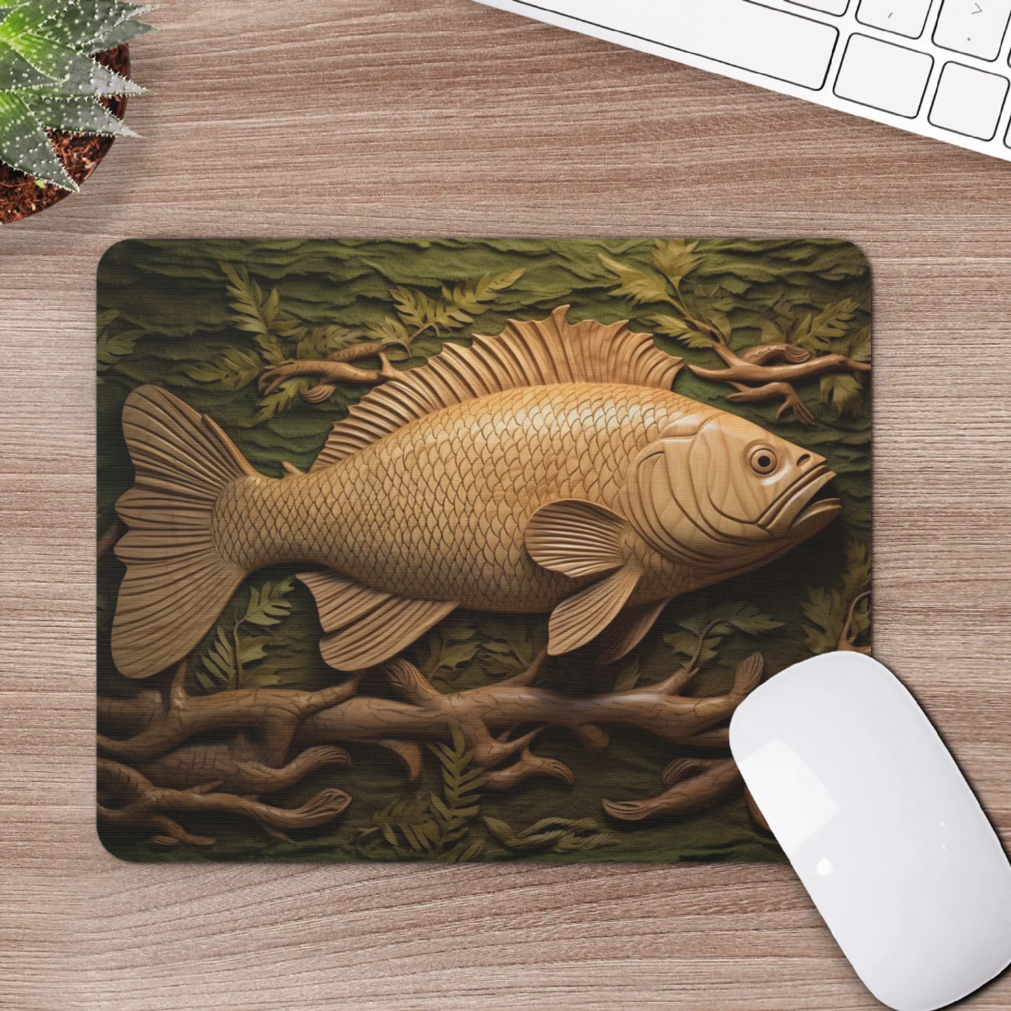 Square Rubber Mouse Mat Pad with Fish Print - High Quality, Anti-Slip, Washable, Goodies N Stuff