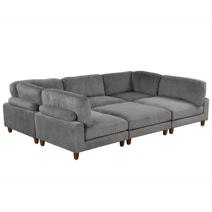 163'' Modular Sectional Sofa with Ottoman - L Shaped Corner Sectional for Living Room, Office, Apartment (6-Seater), Goodies N Stuff