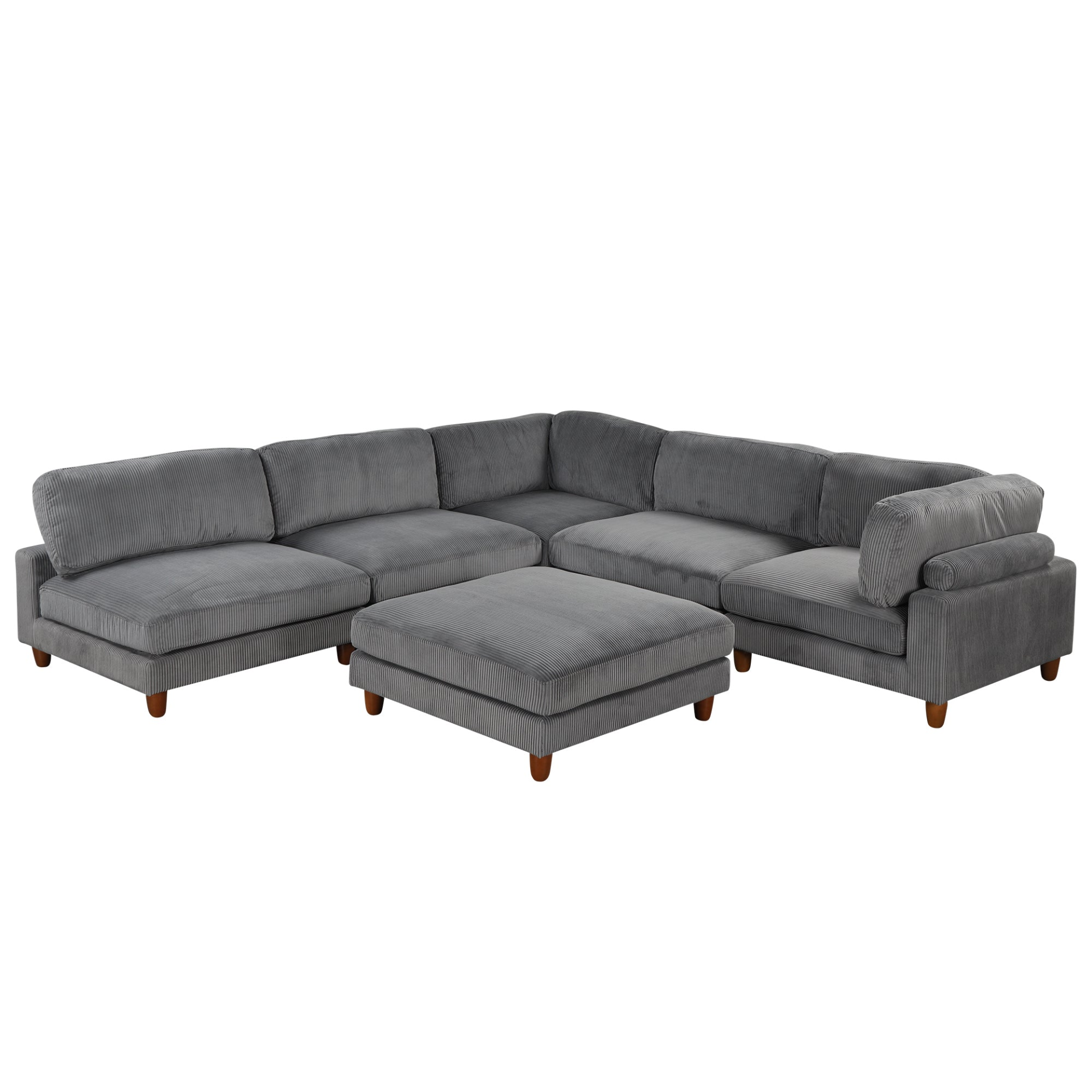 163'' Modular Sectional Sofa with Ottoman - L Shaped Corner Sectional for Living Room, Office, Apartment (6-Seater), Goodies N Stuff