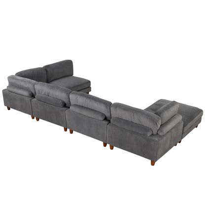 163'' Modular Sectional Sofa with Ottoman - L Shaped Corner Sectional for Living Room, Office, Apartment (6-Seater), Goodies N Stuff