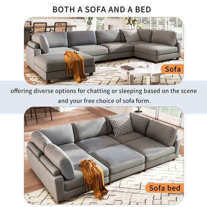 163'' Modular Sectional Sofa with Ottoman - L Shaped Corner Sectional for Living Room, Office, Apartment (6-Seater), Goodies N Stuff