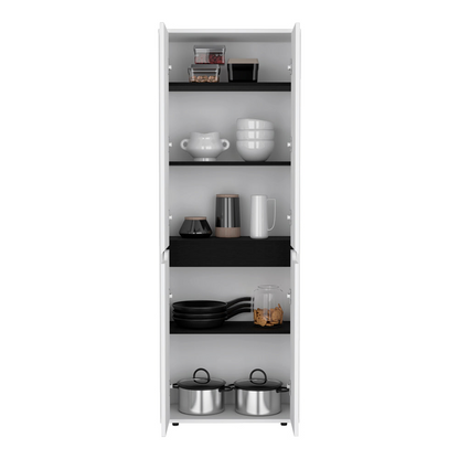 Multistorage Kitchen Pantry Hepler, Kitchen, White / Black, Goodies N Stuff