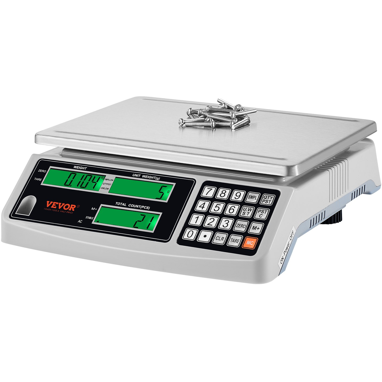 VEVOR Industrial Counting Scale, 30 kg x 1 g, Digital Scale for Parts and Coins, g/kg/lb Units, Electronic Gram Scale Inventory Piece Counting Scale Kitchen Jewelry Counting Scale with 3 LCD Screens, Goodies N Stuff