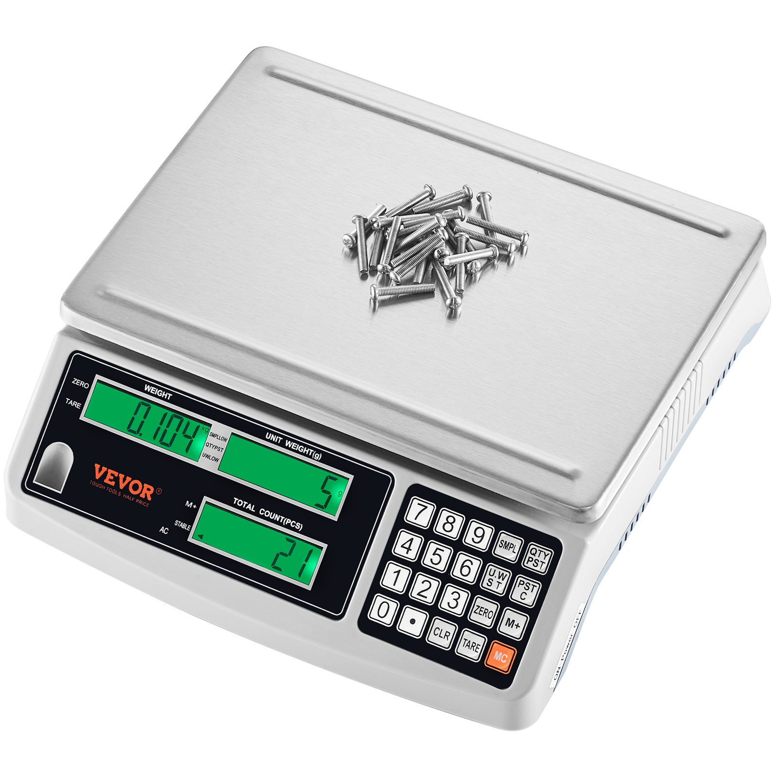 VEVOR Industrial Counting Scale, 30 kg x 1 g, Digital Scale for Parts and Coins, g/kg/lb Units, Electronic Gram Scale Inventory Piece Counting Scale Kitchen Jewelry Counting Scale with 3 LCD Screens, Goodies N Stuff