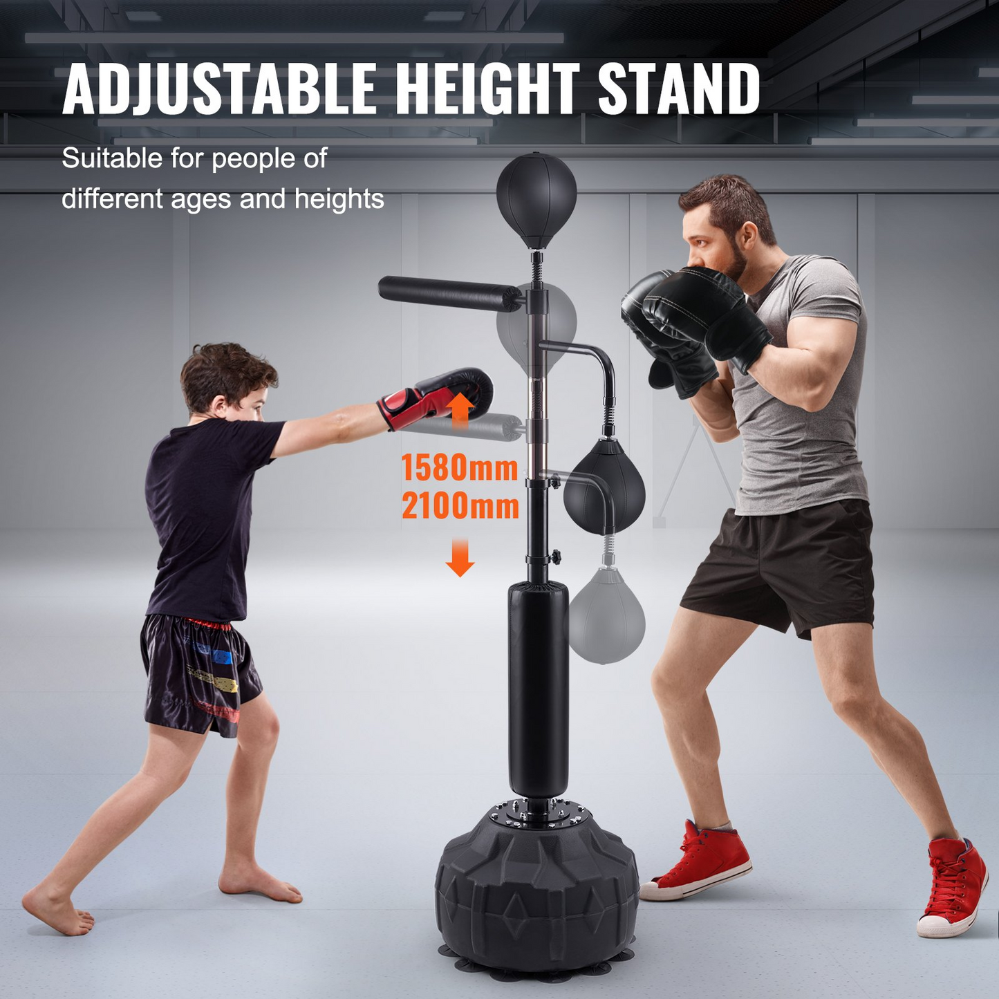 VEVOR Boxing Speed Trainer - Punching Bag with Stand - Height Adjustable Free Standing Strike Bag Set - Black, Goodies N Stuff