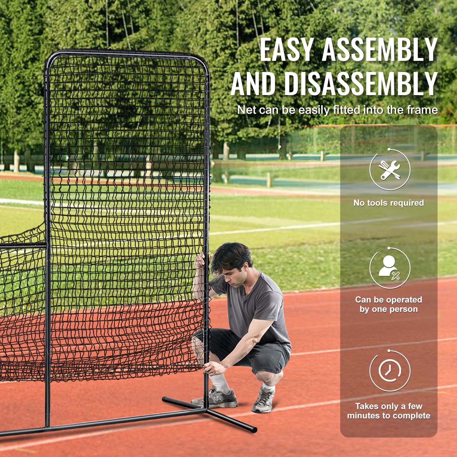 VEVOR L Screen Baseball for Batting Cage, 7x7 ft Baseball Softball Safety Screen, Body Protector Portable Batting Screen with Carry Bag & Ground Stakes, Heavy Duty Pitching Net for Pitchers Protection, Goodies N Stuff