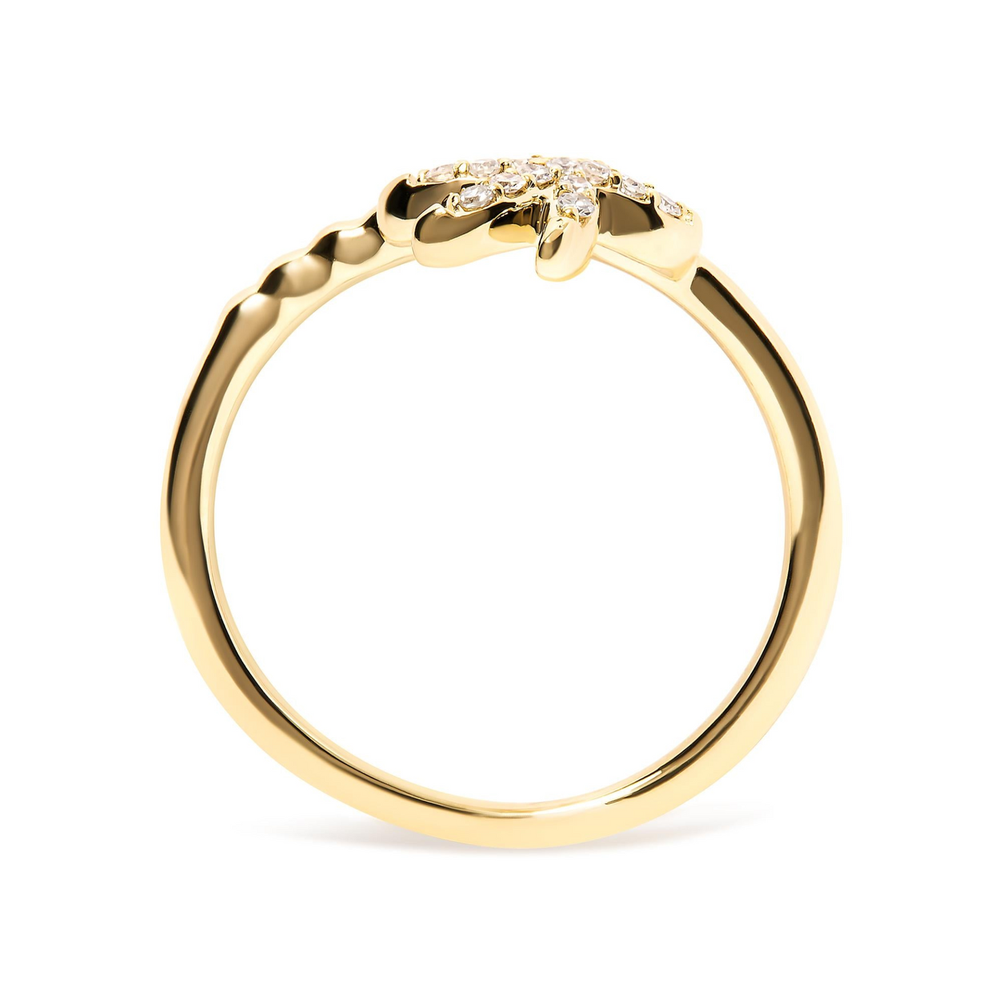 10K Yellow Gold 1/10 Cttw Diamond  Palm Tree Statement Ring (H-I Color, I1-I2 Clarity), Goodies N Stuff