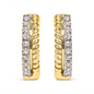 10K Yellow Gold 1/10 Cttw Diamond and Rope Twist Huggy Hoop Earrings | Shop Now at Jewelry World, Goodies N Stuff