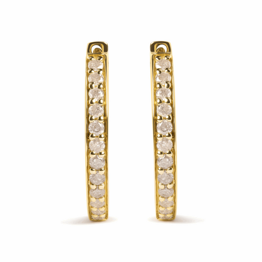10K Yellow Gold 1/2 Cttw Round-Cut Diamond Hoop Earrings (I-J Color, I2-I3 Clarity), Goodies N Stuff