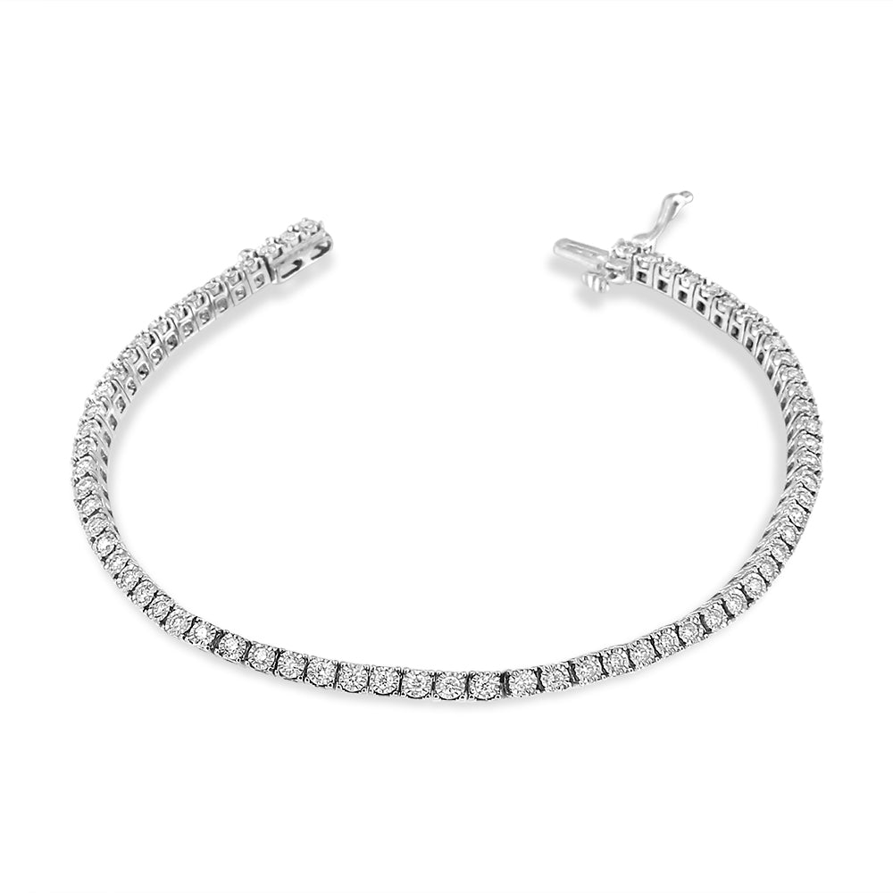 14K White Gold 1.0 Cttw Miracle Set Round-Cut Lab Grown Diamond Illusion Tennis Bracelet (F-G Color, VS2-SI1 Clarity) Size 7", Goodies N Stuff