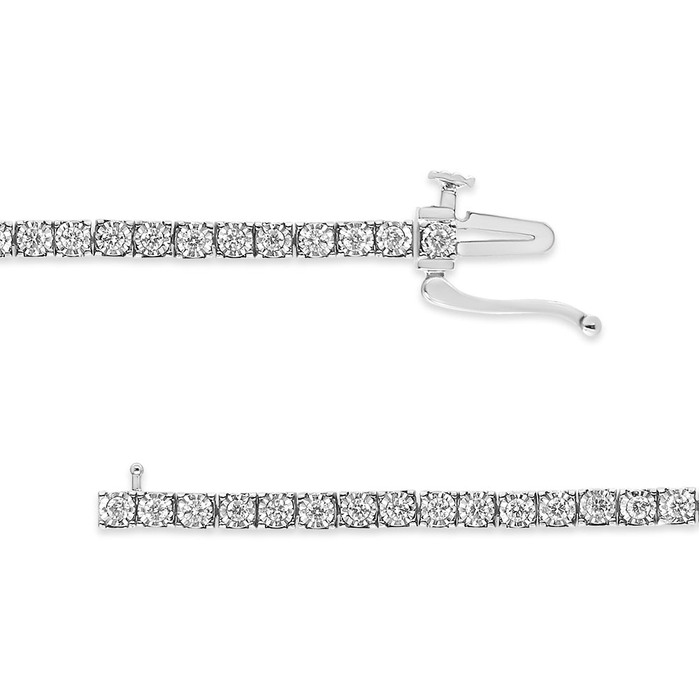 14K White Gold 1.0 Cttw Miracle Set Round-Cut Lab Grown Diamond Illusion Tennis Bracelet (F-G Color, VS2-SI1 Clarity) Size 7", Goodies N Stuff