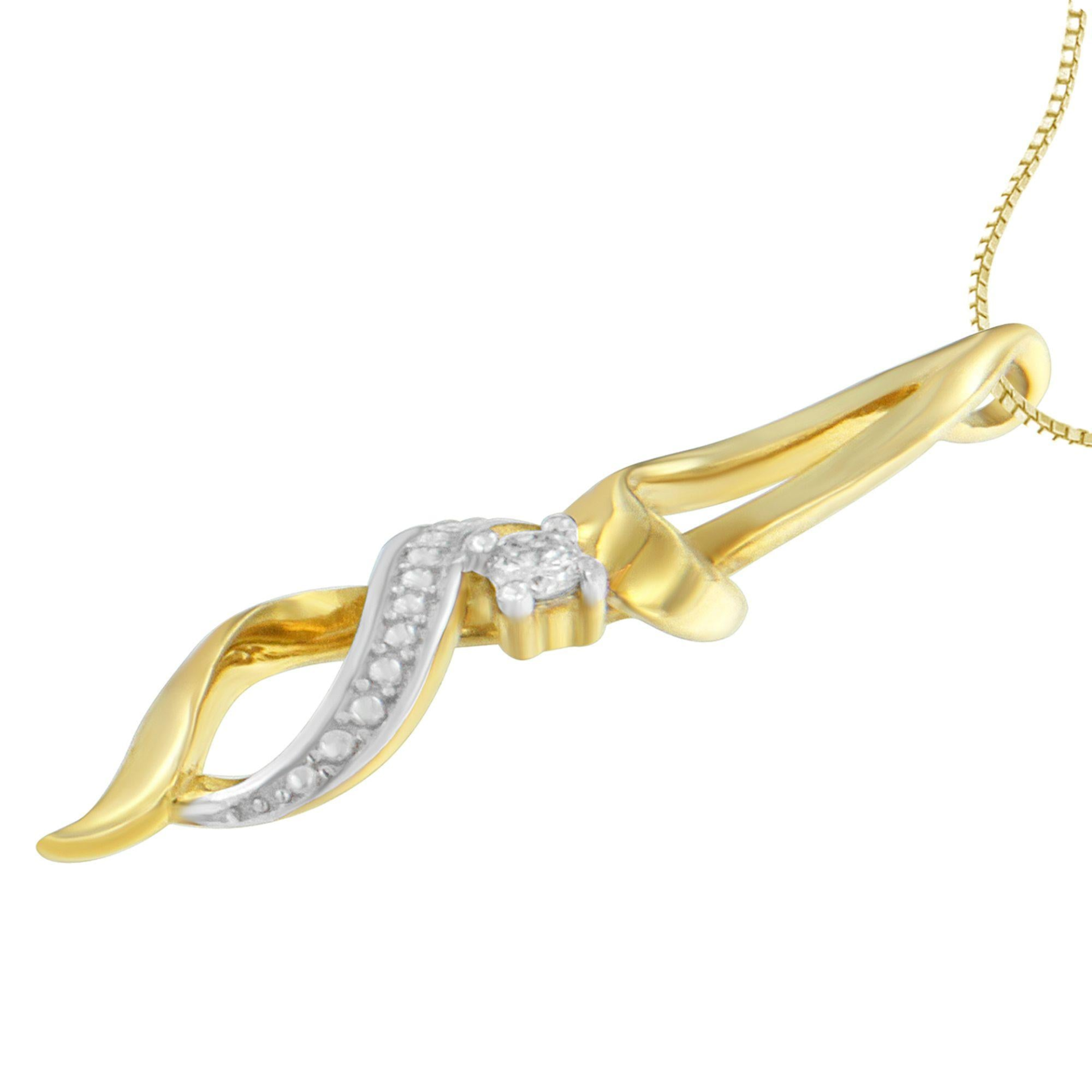 Espira 10K Yellow Gold 1/20 cttw Round Cut Diamond Accent Swirl Pendant Necklace (H-I, I1-I2), Goodies N Stuff