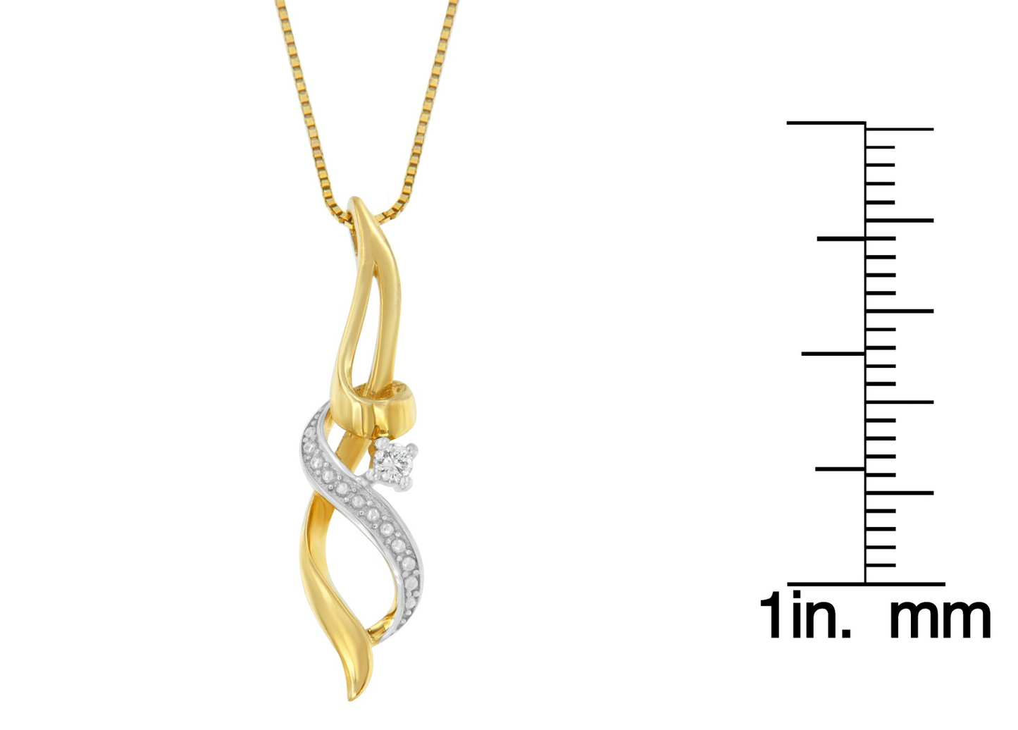 Espira 10K Yellow Gold 1/20 cttw Round Cut Diamond Accent Swirl Pendant Necklace (H-I, I1-I2), Goodies N Stuff