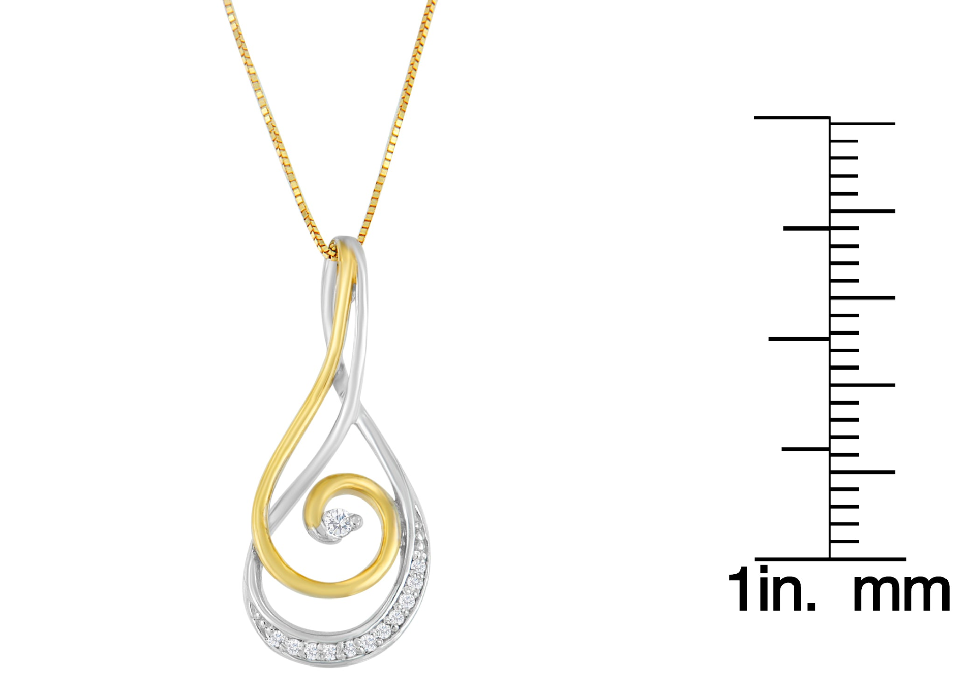 Espira 10K Two-Tone Gold Round Cut Diamond Sparkling Spiral Pendant Necklace (1/6 cttw, J-K Color, I2-I3 Clarity), Goodies N Stuff