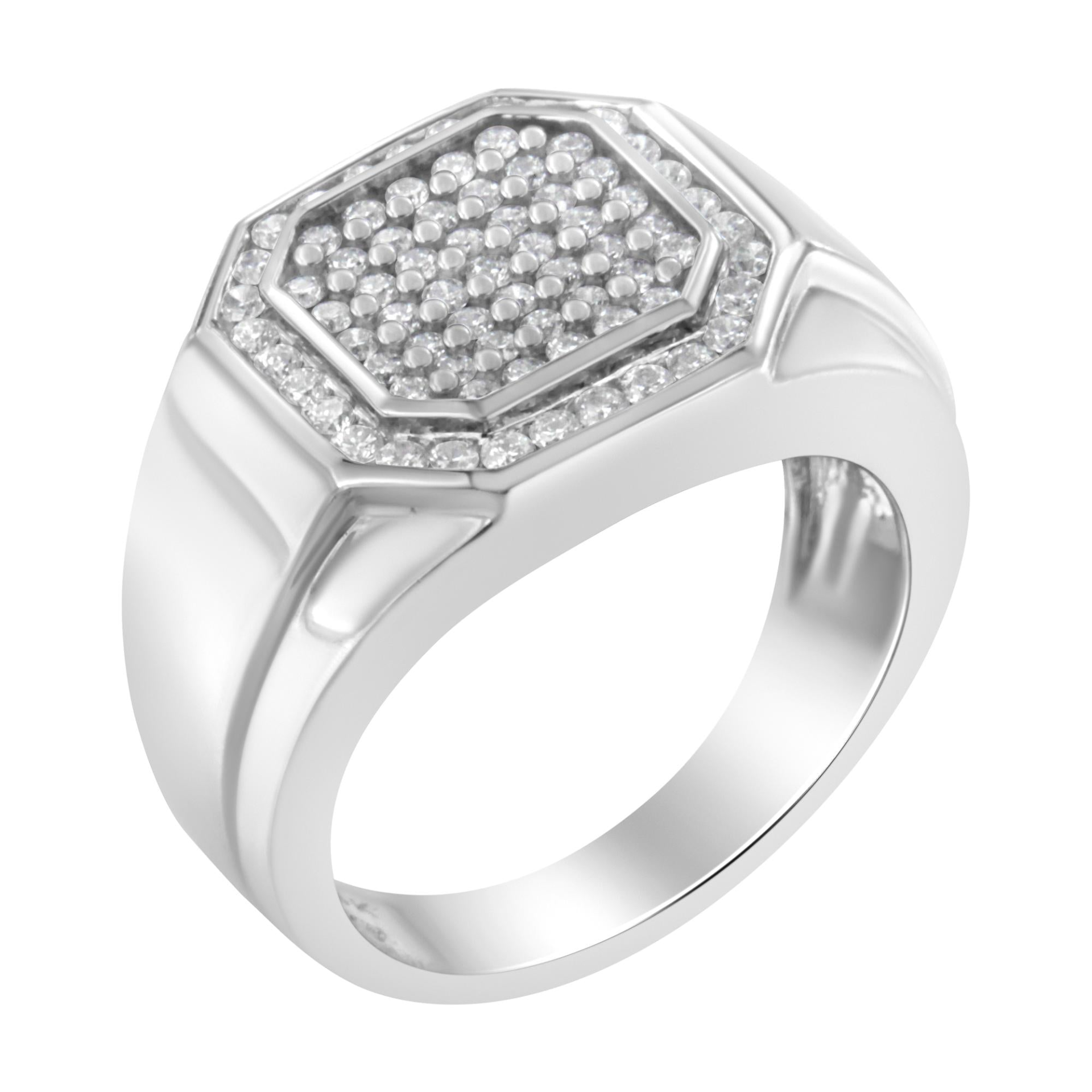 Men's 14KT White Gold Diamond Cocktail Ring (1 cttw, H-I Color, SI2-I1 Clarity), Goodies N Stuff