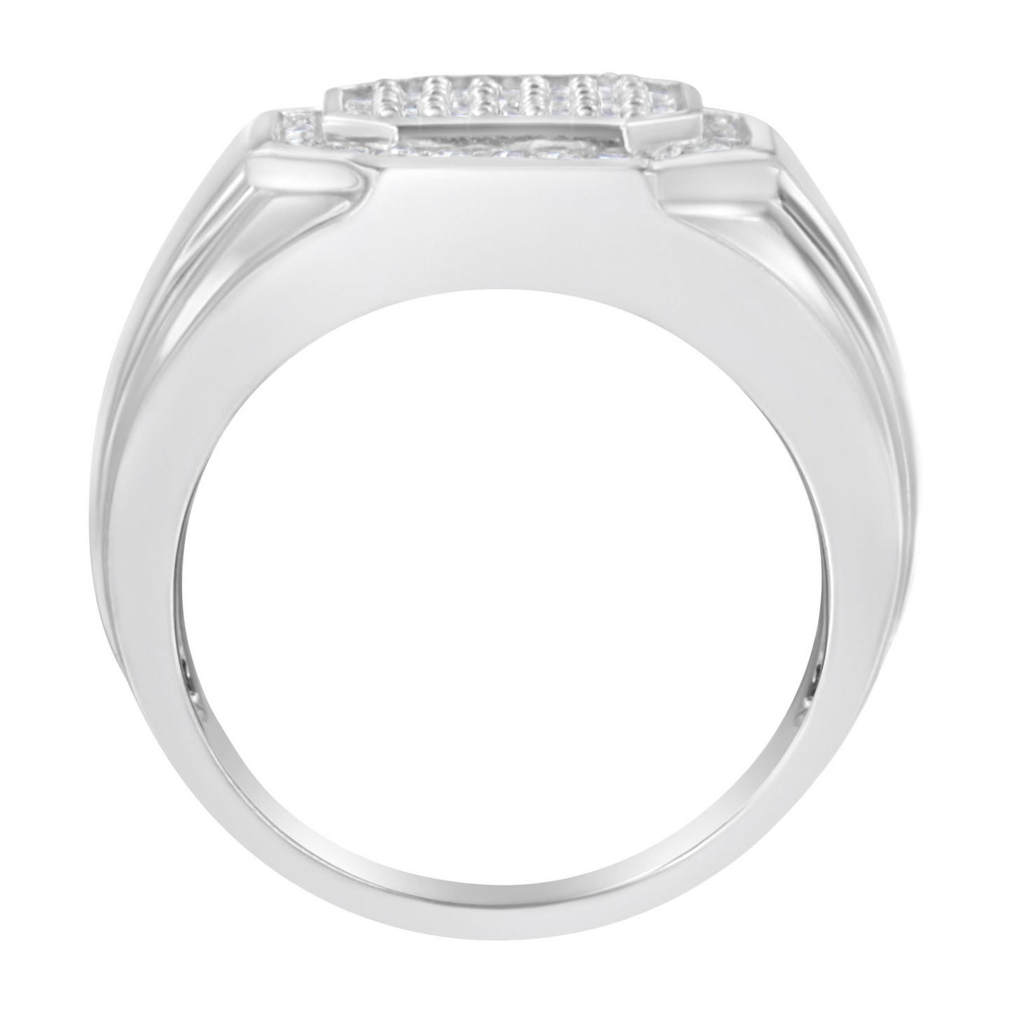 Men's 14KT White Gold Diamond Cocktail Ring (1 cttw, H-I Color, SI2-I1 Clarity), Goodies N Stuff