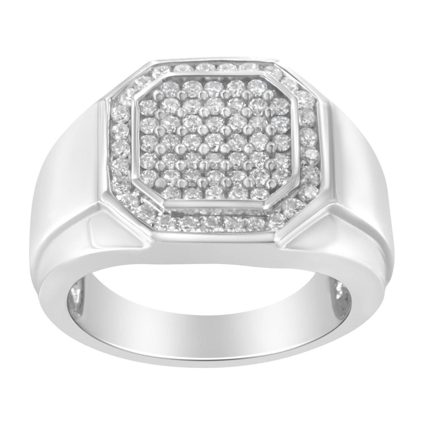 Men's 14KT White Gold Diamond Cocktail Ring (1 cttw, H-I Color, SI2-I1 Clarity), Goodies N Stuff