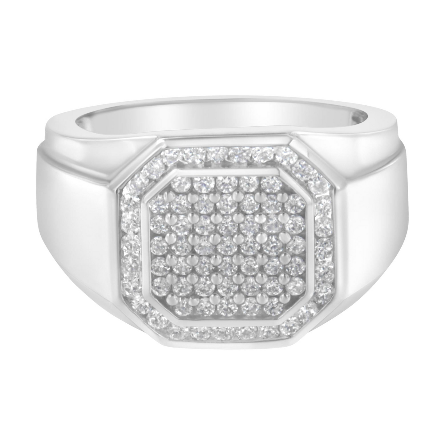 Men's 14KT White Gold Diamond Cocktail Ring (1 cttw, H-I Color, SI2-I1 Clarity), Goodies N Stuff