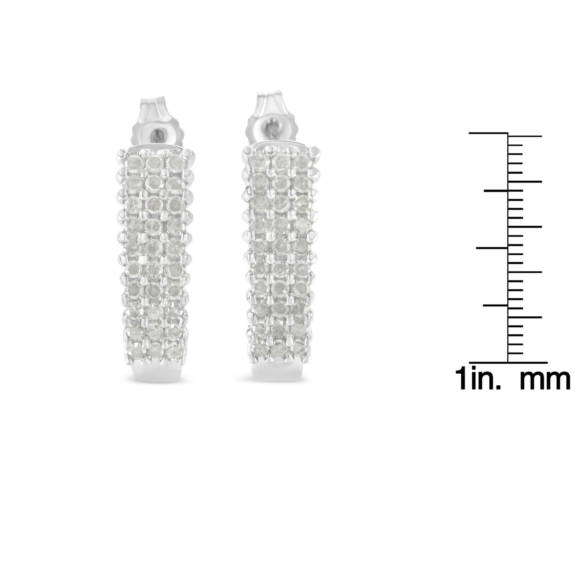Sterling Silver Rose Cut Diamond J Shape Hoop Earrings (1 cttw, I-J Color, I2-I3 Clarity), Goodies N Stuff