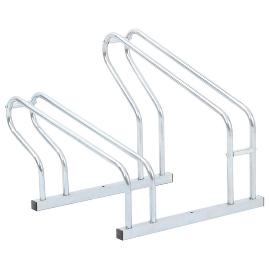 vidaXL Bicycle Stand for 2 Bikes - Floor Freestanding Galvanized Steel, Goodies N Stuff