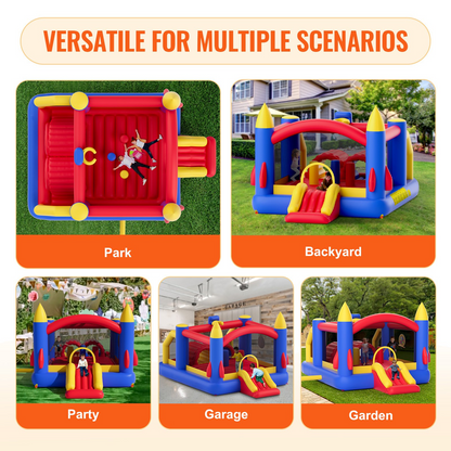 VEVOR Inflatable Bounce House, Outdoor Playhouse Trampoline with Slide and Storage Bag, Goodies N Stuff
