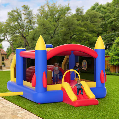VEVOR Inflatable Bounce House, Outdoor Playhouse Trampoline with Slide and Storage Bag, Goodies N Stuff