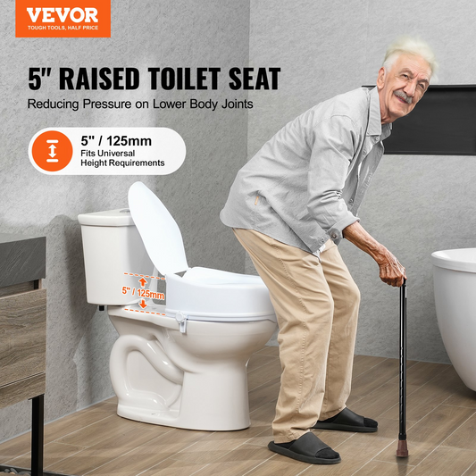 VEVOR Raised Toilet Seat 5" Raised 300 lbs Universal Toilet Riser for Elderly, Goodies N Stuff