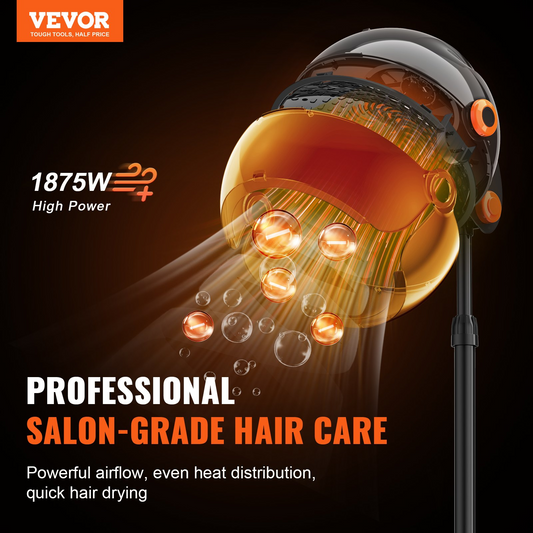 VEVOR Ionic Hooded Dryer, 1875W Professional Bonnet Hair Dryer, Sit Under Hair Dryer with Timer, 3 Temp Settings & Wind Speed, Floor Standing Rolling Base with Wheels for Beauty Salon Home Spa, Goodies N Stuff