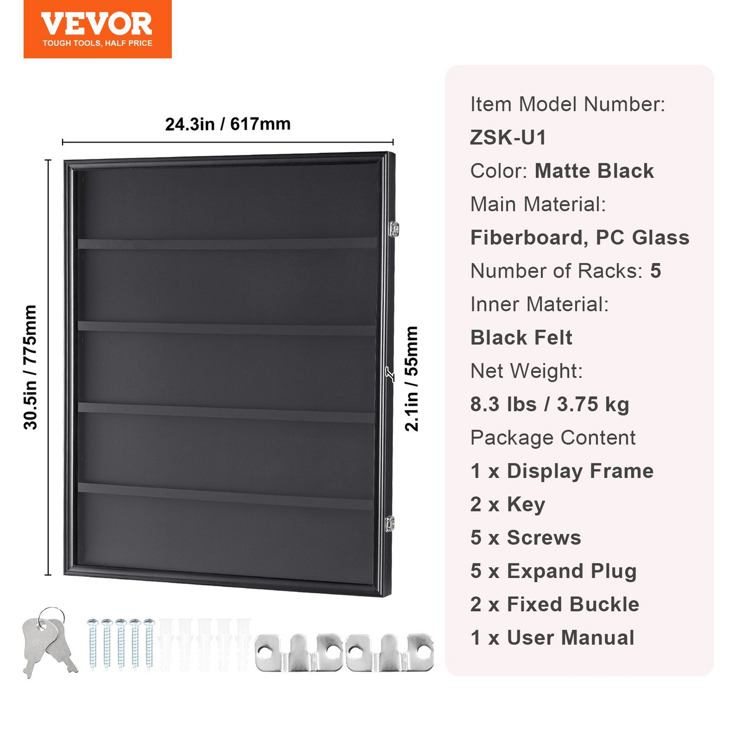VEVOR 35 Graded Sports Card Display Case, 24.3x30.5x2.1 in, Baseball Card Display Frame with 98% UV Protection Clear View PC Glass, Lockable Wall Cabinet for Football Basketball Hockey Trading Card, Goodies N Stuff