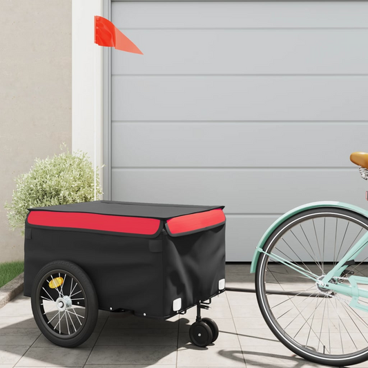 vidaXL Bike Trailer Black and Red 99.2 lb Iron, Goodies N Stuff