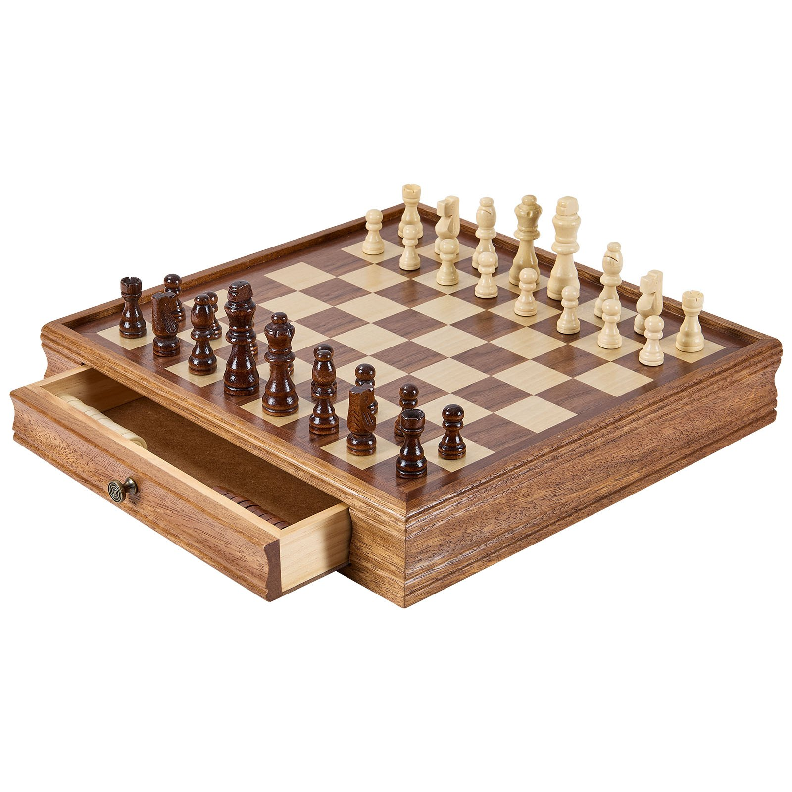 VEVOR Solid Wood Chess Set, 15 inch 2-IN-1 Chess Checkers Game Set, Goodies N Stuff