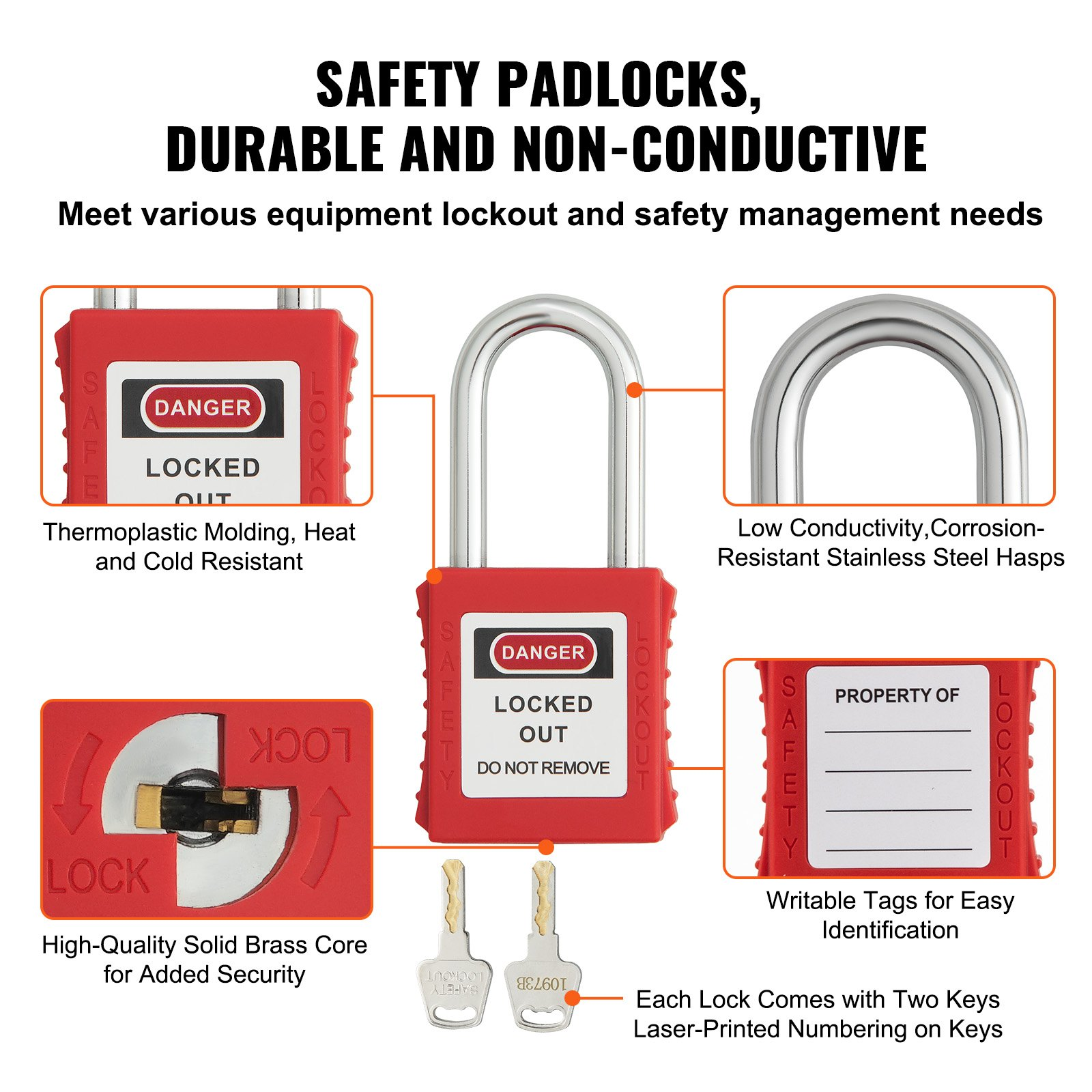 VEVOR Electrical Lockout Tagout Kit, 26 PCS Safety Loto Kit Includes Padlocks, Hasps, Tags, Nylon Ties, and Carrying Bag, Lockout Tagout Safety Tools for Industrial, Electric Power, Machinery, Goodies N Stuff