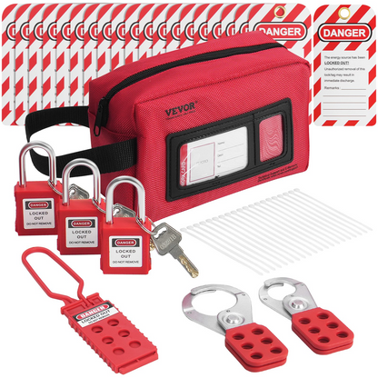 VEVOR Electrical Lockout Tagout Kit, 26 PCS Safety Loto Kit Includes Padlocks, Hasps, Tags, Nylon Ties, and Carrying Bag, Lockout Tagout Safety Tools for Industrial, Electric Power, Machinery, Goodies N Stuff