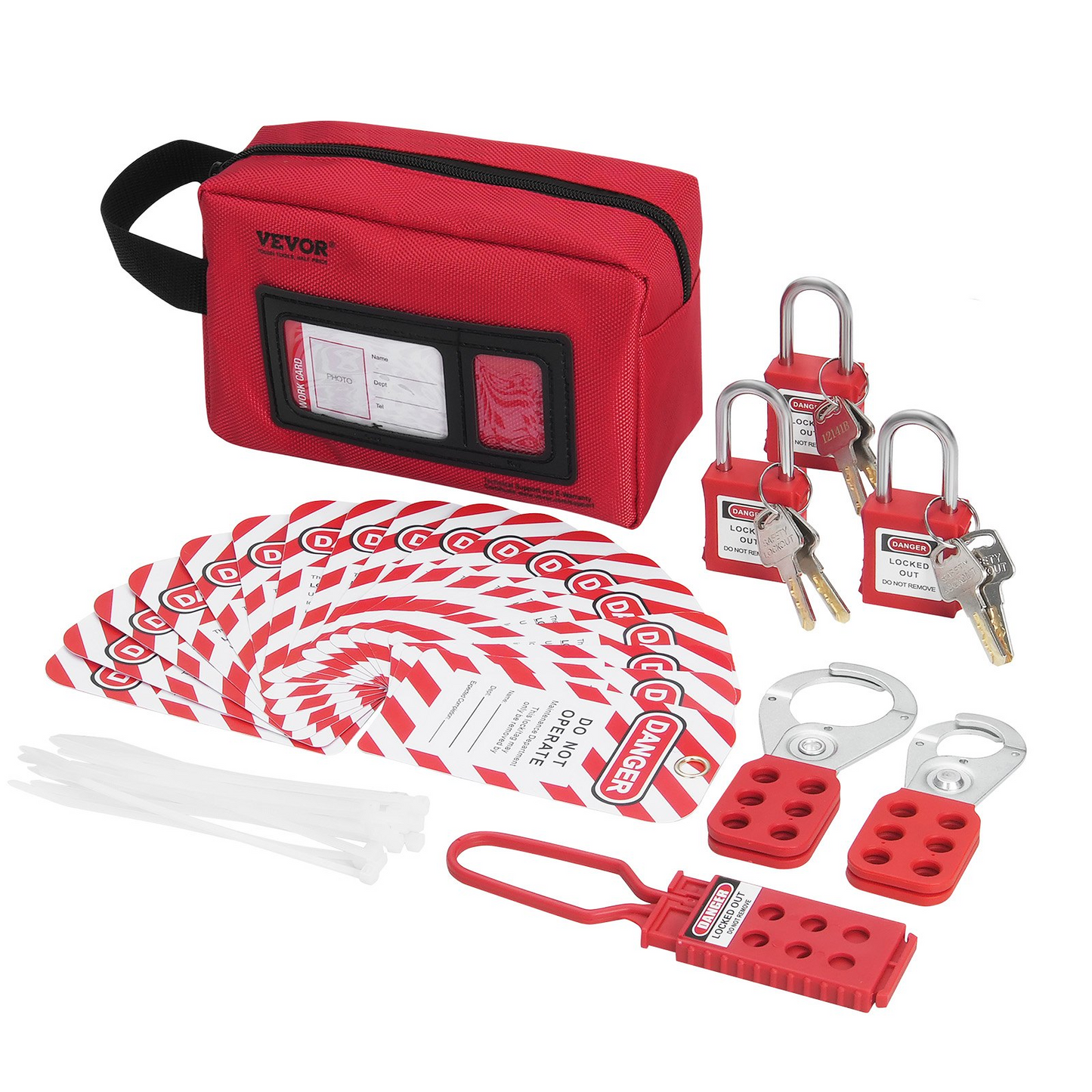 VEVOR Electrical Lockout Tagout Kit, 26 PCS Safety Loto Kit Includes Padlocks, Hasps, Tags, Nylon Ties, and Carrying Bag, Lockout Tagout Safety Tools for Industrial, Electric Power, Machinery, Goodies N Stuff